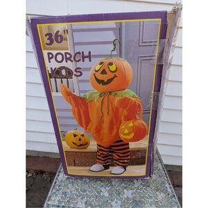 Porch Kids Vintage Halloween Pumpkin 36" Tall Trick-or-Treat Greeter In Box Cool